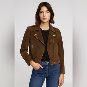 Gerard Deral Maud Suede Biker Jacket in Dark Brown size FR 36, US Small